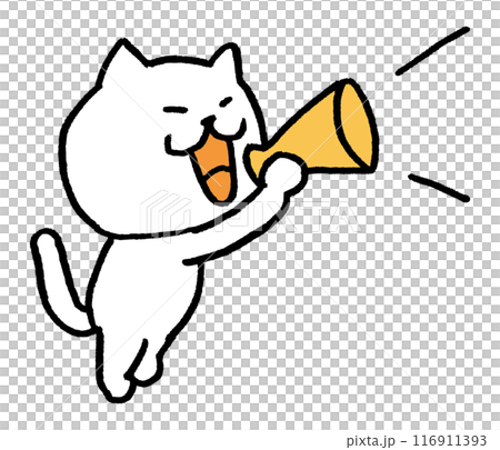 Cute white cat character with narrow eyes Cute white cat character with narrow eyes 116911393