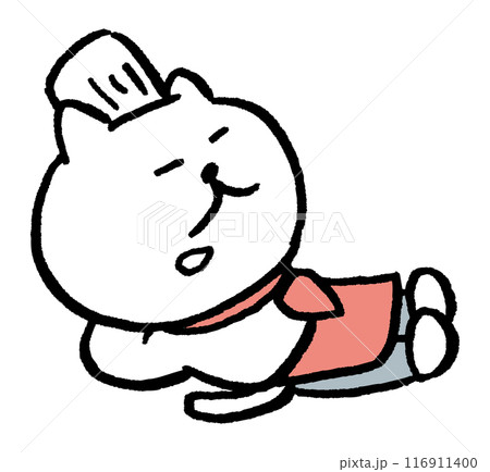 目が細いかわいい白猫のキャラ素材 目が細いかわいい白猫のキャラ素材 116911400