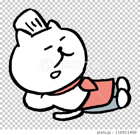 目が細いかわいい白猫のキャラ素材 目が細いかわいい白猫のキャラ素材 116911400