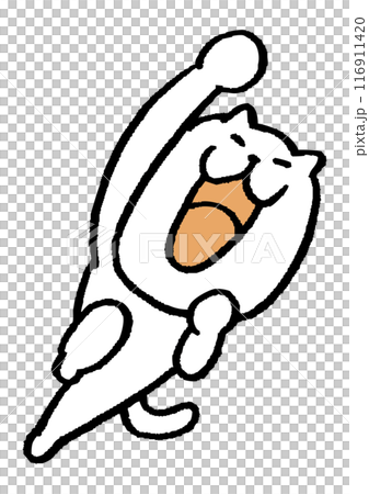 Cute white cat character with narrow eyes 116911420