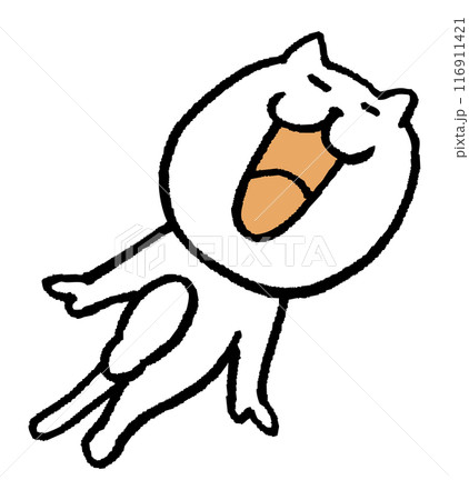 目が細いかわいい白猫のキャラ素材 116911421