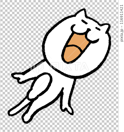 目が細いかわいい白猫のキャラ素材 116911421