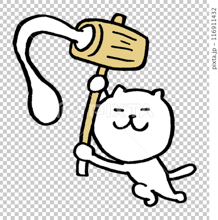 Cute white cat character with narrow eyes 116911432