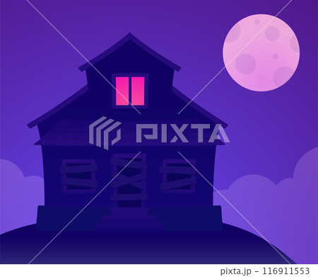 Haunted house purple night scene Haunted house purple night scene 116911553