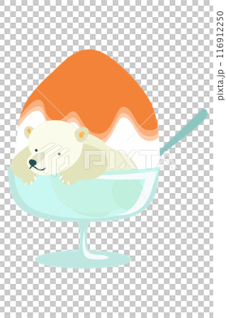 插畫資料：北極熊用刨冰放鬆 116912250