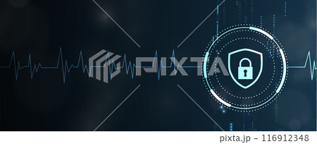 Cyber security and information or network protection. Future cyber technology web services for business and internet project. Vector art. 116912348