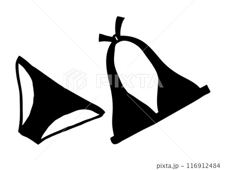 Summer swimsuit bikini doodle hand drawn in flat style 116912484