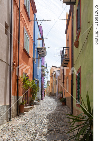 Colorful Houses in Bosa Sardinia Alley 116912635