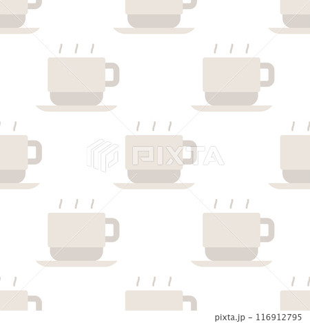 Seamless pattern, coffee cup. Cup of hot cafe coffee or caffeine drink. Seamless pattern, coffee cup. Cup of hot cafe coffee or caffeine drink. 116912795
