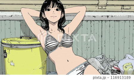 生ゴミとして捨てられた下着姿の若い女性