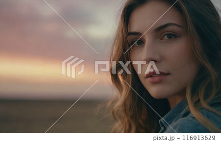 Beautiful young woman in love. Generative AI 116913629