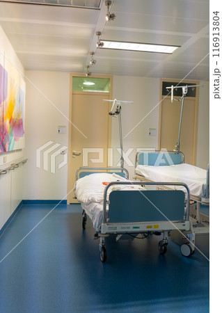 Two beds in the general corridor of the hospital Two beds in the general corridor of the hospital 116913804