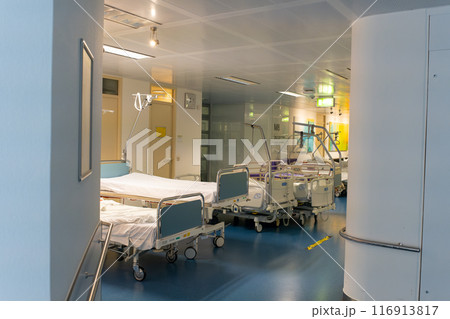 The interior of the corridor in a modern clinic. 116913817