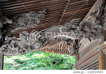 内々神社　龍の丸彫り 116914401