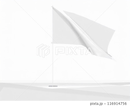 風にはためく白い旗。CG風。AI生成画像。 116914756