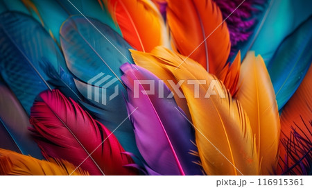 vibrant colored feathers. 116915361