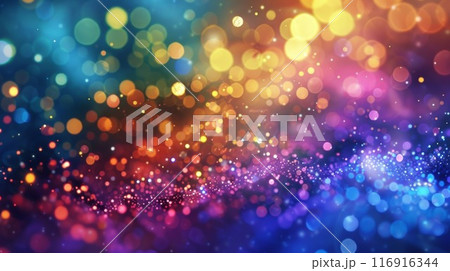 A colorful gathering of particles each representing their unique personality through vibrant colors and sparkling energies A colorful gathering of particles each representing their unique personality through vibrant colors and sparkling energies 116916344