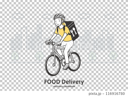 送餐婦女騎自行車送餐 116916780