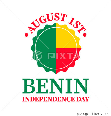 Benin Independence Day typography poster. National holiday on August 1st. Vector template for banner, flyer, sticker, greeting card, etc. 116917057