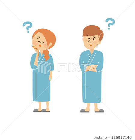 健康診断 検査着を着た男性と女性のかわいいイラスト 健康診断 検査着を着た男性と女性のかわいいイラスト 116917140