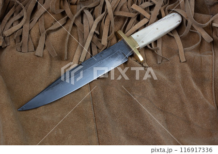 Bowie knife on leather jacket Bowie knife on leather jacket 116917336