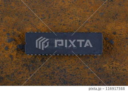 KYIV, UKRAINE - August 2, 2023. Intel 287 floating-point unit coprocessor 116917388