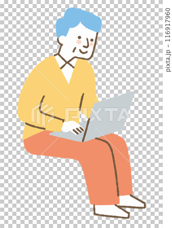 坐在電腦前工作的老人_color 116917960