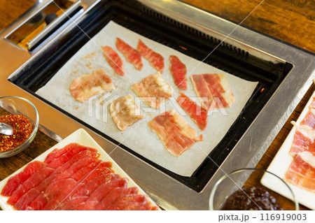 spicy Korean barbecue beef with oriental spices 116919003