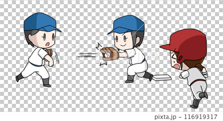 野球のアウトのイラスト・女子 野球のアウトのイラスト・女子 116919317