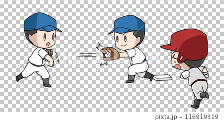 野球のアウトのイラスト・男子 116919319