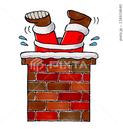 煙突に挟まるサンタクロース 116919640