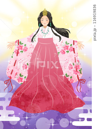 美しい天照大御神のイラスト（背景あり） 116919836