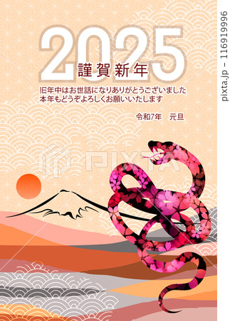 巳　年賀状　桜　背景 116919996