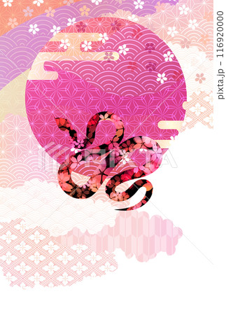 巳　年賀状　桜　背景 116920000