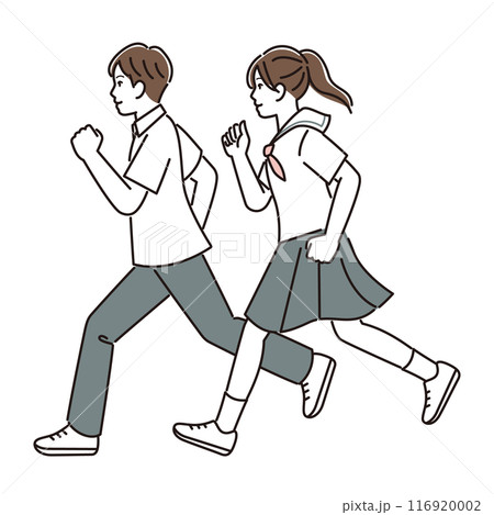 夏物の制服で走る中学生 116920002