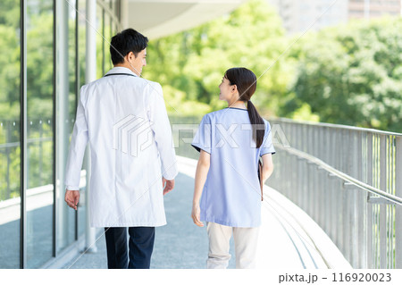 病院で働く若い医師と看護師 病院で働く若い医師と看護師 116920023