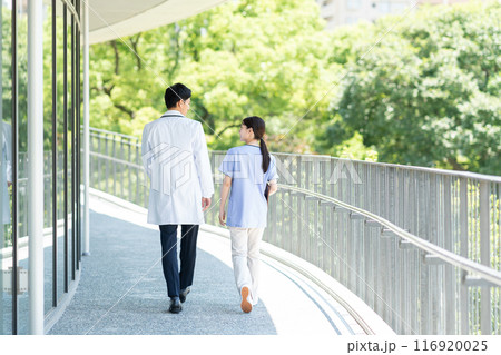 病院で働く若い医師と看護師 病院で働く若い医師と看護師 116920025