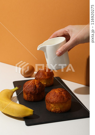 Tasty food with banana, concept of tasty food with banana 116920275