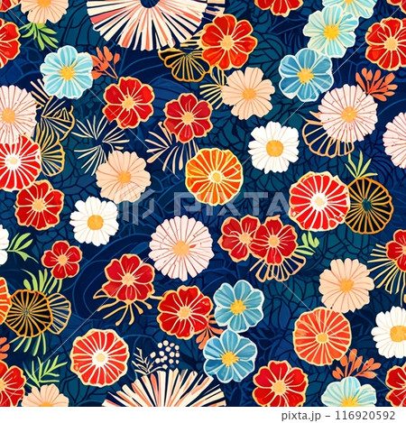 和風の花柄のイラスト 116920592