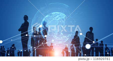 多国籍ビジネスパーソンとグローバルネットワーク　バナー・広告向け横長ビジュアル 116920781