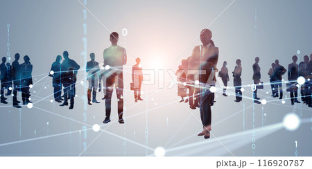 多国籍ビジネスパーソンとネットワーク　バナー・広告向け横長ビジュアル 116920787