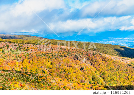 福島 紅葉に染まる安達太良山 116921262