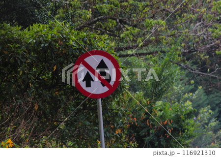 Corner road sign, black, white and red Corner road sign, black, white and red 116921310