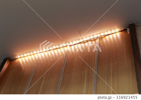 LED strip lights on the ceiling of the house LED strip lights on the ceiling of the house 116921455