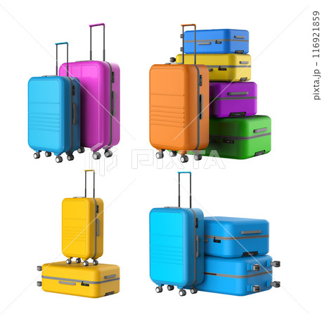 Group of colorful luggages with various size 116921859