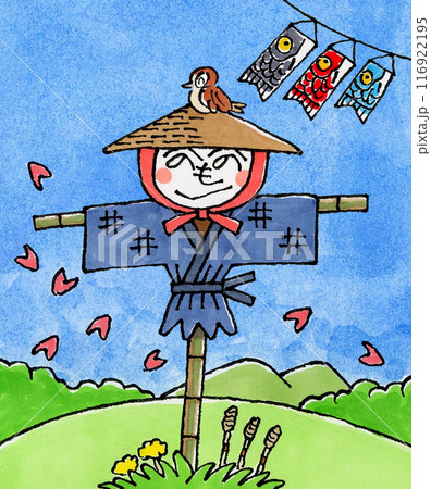 かかしと春の風景 116922195