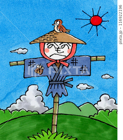 かかしと夏の風景 116922196