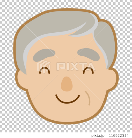 Cute grandfather icon illustration / smiling face with lines 116922534