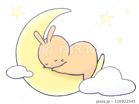 三日月の上で眠るうさぎ 116922545
