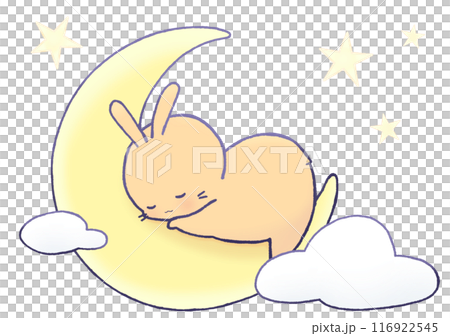 三日月の上で眠るうさぎ 116922545